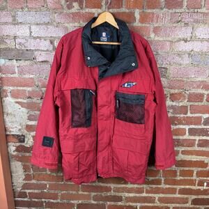 Vintage Chaps Ralph Lauren Jacket Mens XL Red Nylon Mesh Parka Full Zip 90s